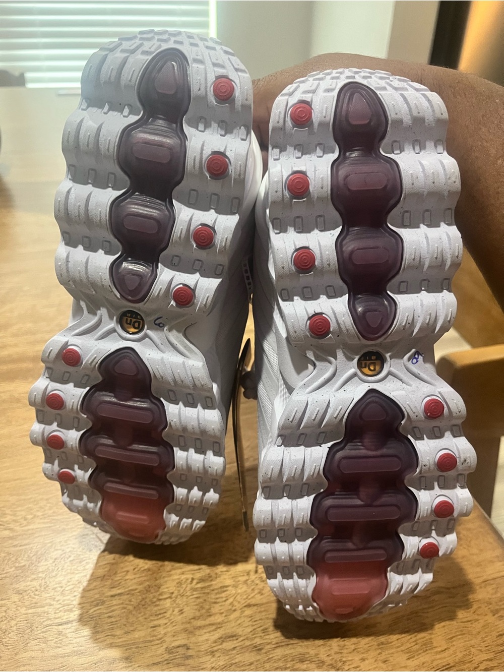 Nike Kids White Sneakers with Maroon and Red Accents Nike airmax dna